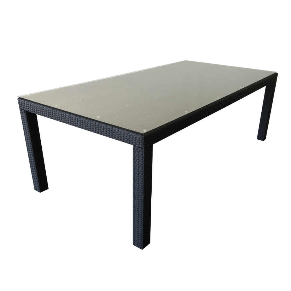 Black glass outdoor dining table sale